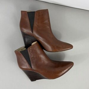 Louise et Cie Brown Leather Chelsea Wedge Ankle Boots